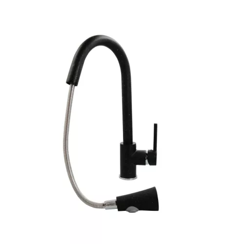 Laneo Locarno L87-515C Gránit Mosogató + Zuhanyfejes csap + Szifon + Adagoló (fekete)