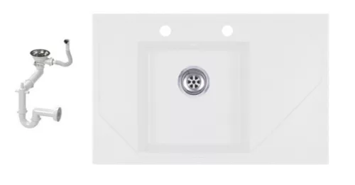 Evinion Orion O765-49BI Gránit Mosogató + Design csap + Adagoló (fehér)