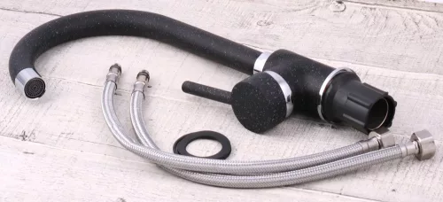 NERO N452C Gránit Mosogató + Csaptelep + Adagoló + Dugóemelő (fekete - szemcsés)