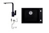 Evinion K615-45C Gránit Mosogató + Design Csap + Dugóemelő (fekete)