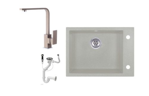 Evinion K615-45B Gránit Mosogató + Design Csap + Dugóemelő (bézs)