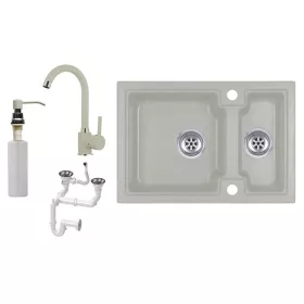   Laneo Boston S63-43B Gránit Mosogató + Csap + Szifon + Adagoló (bézs)