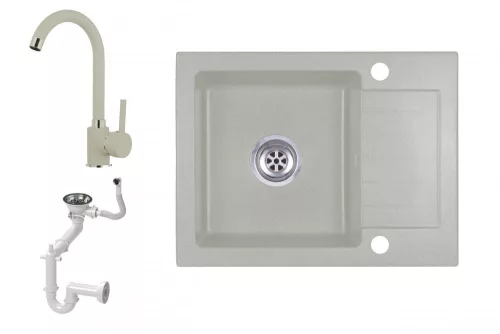 Laneo V575-44B Gránit Mosogató + Csap + Szifon (bézs)