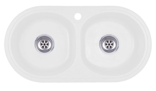 NERO G770-40BI Gránit Mosogató + Csaptelep + Szifonkészlet (fehér)