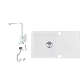   Evinion E775-435Bi Gránit Mosogató + Design Csap + Szifon (fehér)
