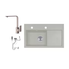   Laneo L725-43B Gránit Mosogató + Design Csap + Dugóemelő (bézs)