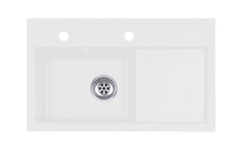Laneo L725-43BI Gránit Mosogató + Design Csap + Szifon + Adagoló (fehér)