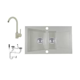   Laneo Locarno L87-515B Gránit Mosogató + Csap + Dugóemelő (bézs)