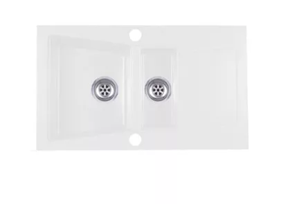 Locarno L87-515BI Gránit Mosogató + Design Csap + Szifon + Adagoló (fehér)