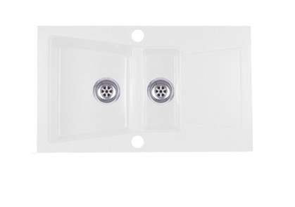 Laneo Locarno L87-515BI Gránit Mosogató + Csap + Dugóemelő (fehér)