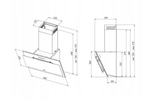 Akpo WK-4 Juno páraelszívó / szagelszívó - 60 cm - fehér / üveg
