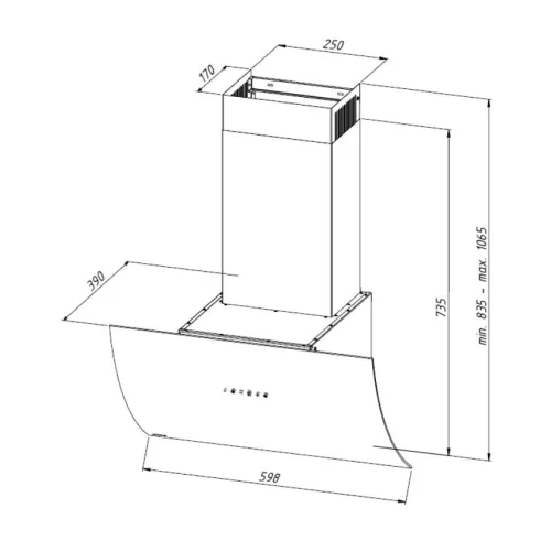 Akpo WK-11 Clarus páraelszívó / szagelszívó - 60 cm - fekete üveg