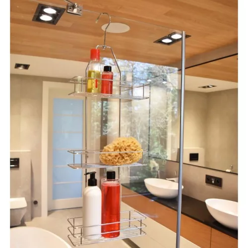 Yoka Home függeszthető fürdőszobai zuhanykosár - 3 részes - króm