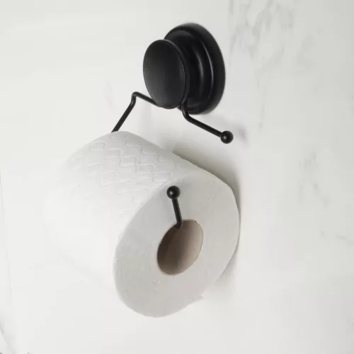 Yoka Home tapadókorongos WC papír tartó (fekete)