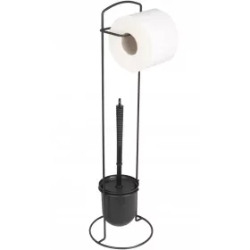 YOKA Home wc kefe állvány wc papír tartóval - fekete
