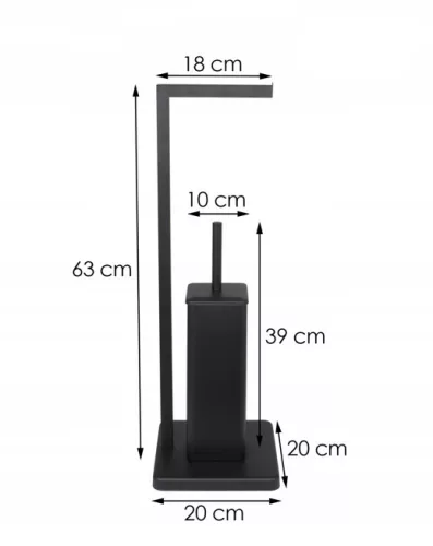 YOKA Home 2in1 wc kefe állvány wc papír tartóval (szögletes) - fekete