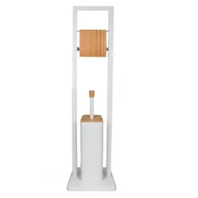   YOKA Home wc kefe állvány wc papír tartóval - fehér / bambusz