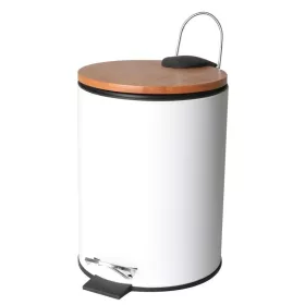   YOKA Home fürdőszobai szemetes bambuszfa fedő (kerek) - fehér