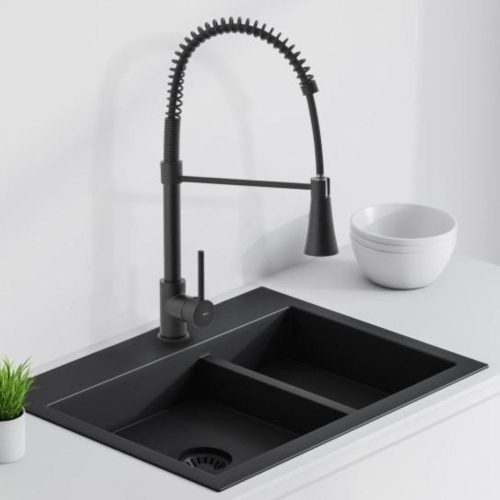 Yoka Fiesto multifunkcionális flexibilis zuhanyfejes csaptelep - fekete