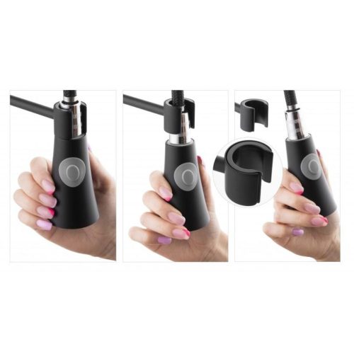 Yoka Fiesto multifunkcionális flexibilis zuhanyfejes csaptelep - fekete