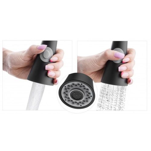 Yoka Fiesto multifunkcionális flexibilis zuhanyfejes csaptelep - fekete