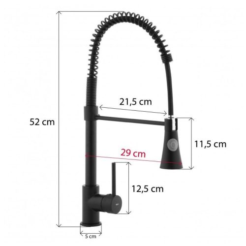Yoka Fiesto multifunkcionális flexibilis zuhanyfejes csaptelep - fekete