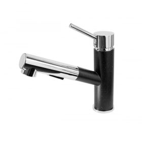   Gamma Mix kihúzható zuhanyfejes mosogató csaptelep - fekete / króm