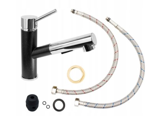 Gamma Mix kihúzható zuhanyfejes mosogató csaptelep - fekete / króm