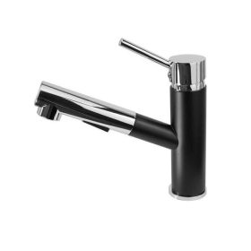   Gamma Mix kihúzható zuhanyfejes mosogató csaptelep - fekete matt / króm