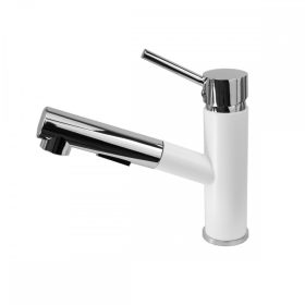   Gamma Mix kihúzható zuhanyfejes mosogató csaptelep - fehér / króm