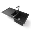 Solarys J995-50C Gránit Mosogató + Design Csap + Dugóemelő + Adagoló (fekete)