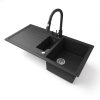 Solarys J995-50C Gránit Mosogató + Zuhanyfejes Csap + Dugóemelő (fekete)