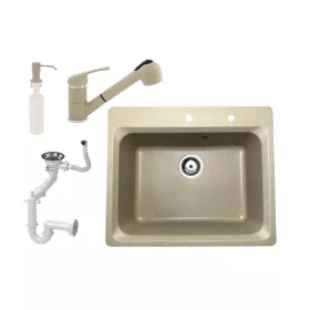   NERO Italia 619-522 Gránit mosogató + Kihúzható Zuhanyfejes "Shower" Csap + Adagoló