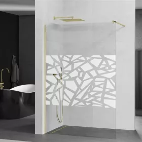   Mexen Kioto walk-in zuhanyfal - átlátszó - dekorbetéttel üveg / arany profil - 100 cm (800-100-101-50-85)