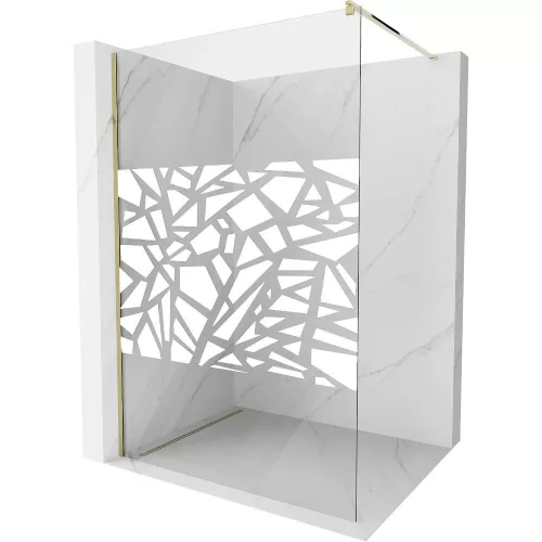 Mexen Kioto walk-in zuhanyfal - átlátszó - dekorbetéttel üveg / arany profil - 100 cm (800-100-101-50-85)