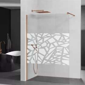   Mexen Kioto walk-in zuhanyfal - átlátszó - dekorbetéttel üveg / rosegold profil - 100 cm (800-100-101-60-85)