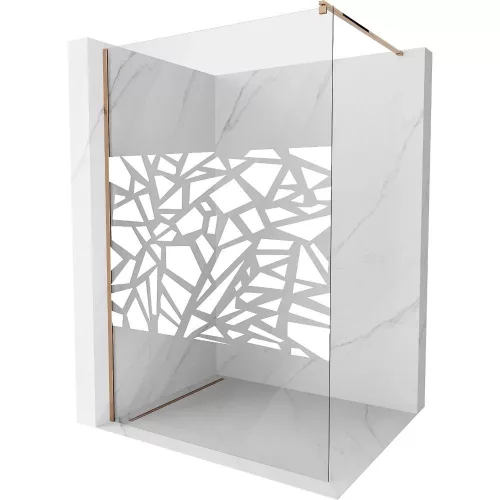 Mexen Kioto walk-in zuhanyfal - átlátszó - dekorbetéttel üveg / rosegold profil - 100 cm (800-100-101-60-85)