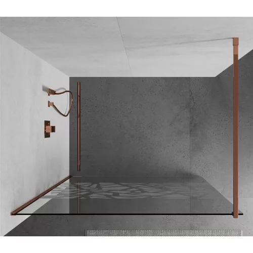 Mexen Kioto walk-in zuhanyfal - átlátszó - dekorbetéttel üveg / rosegold profil - 100 cm (800-100-101-60-85)