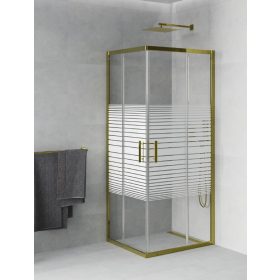   Mexen Rio zuhanykabin elhúzható ajtóval - 80 x 80 cm - arany profil (860-080-080-50-20)