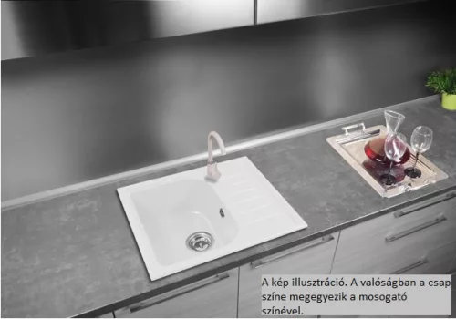 Nero AL-585BI Gránit Mosogató + Csap + Adagoló (fehér)