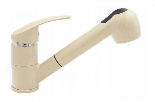 Gránit Mosogató EOS Adria + Kihúzható Shower Csaptelep + Dugóemelő (bézs)