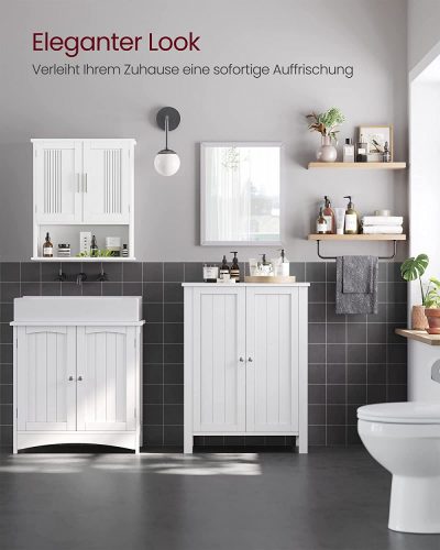 Komód / fürdőszobai tároló szekrény - Vasagle Loft - 60 x 80 cm (fehér)