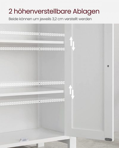 Komód / fürdőszobai tároló szekrény - Vasagle Loft - 60 x 80 cm (fehér)