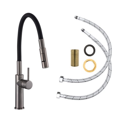 Gamma Florence mosogató csaptelep - flexibilis zuhanyfej -  gun metallic / fekete