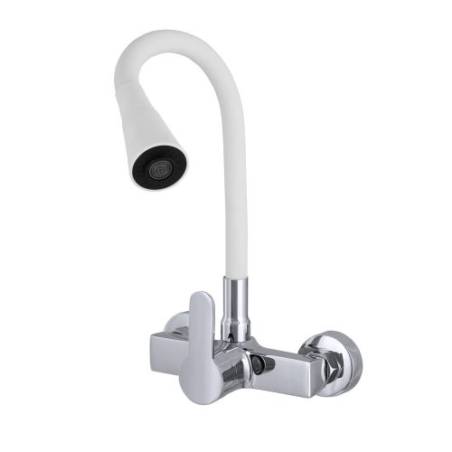 Gamma FlexWall flexibilis fali mosogató / mosdó csaptelep zuhanyfejjel - fehér / króm