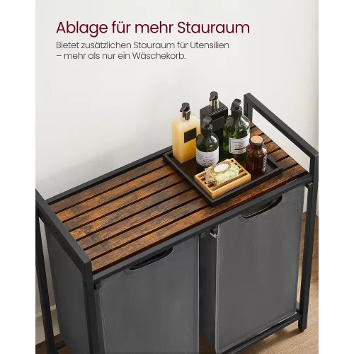 Mosókonyha bútor / szennyestartó - Vasagle Loft (szürke) 