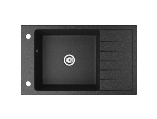 Gránit mosogató NERO Grande + kihúzható zuhanyfejes Shower csaptelep + adagoló (fekete)
