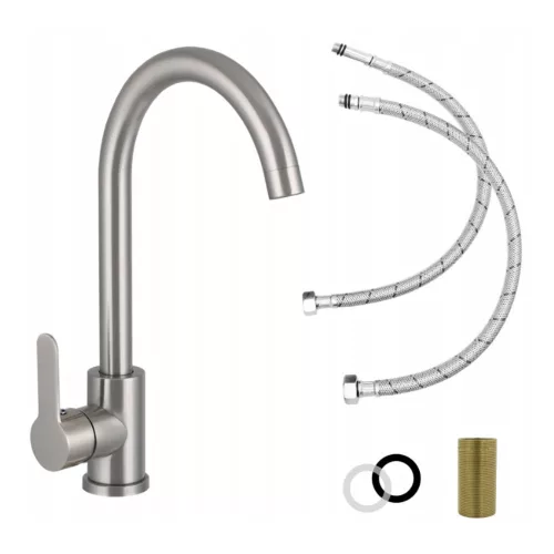 Gránit mosogató NERO Grande + magasított inox csaptelep + dugókiemelő (szürke)