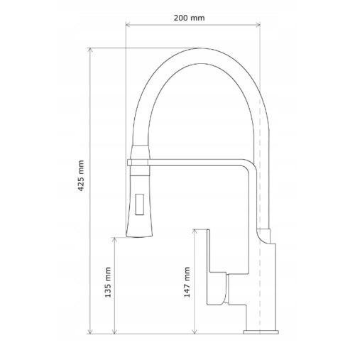 Gamma Vegas mosogató csaptelep - kivehető zuhanyfej - fekete / arany