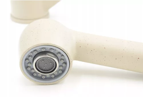 Gránit mosogató NERO Compact + kihúzható zuhanyfejes Shower csaptelep + adagoló (bézs)